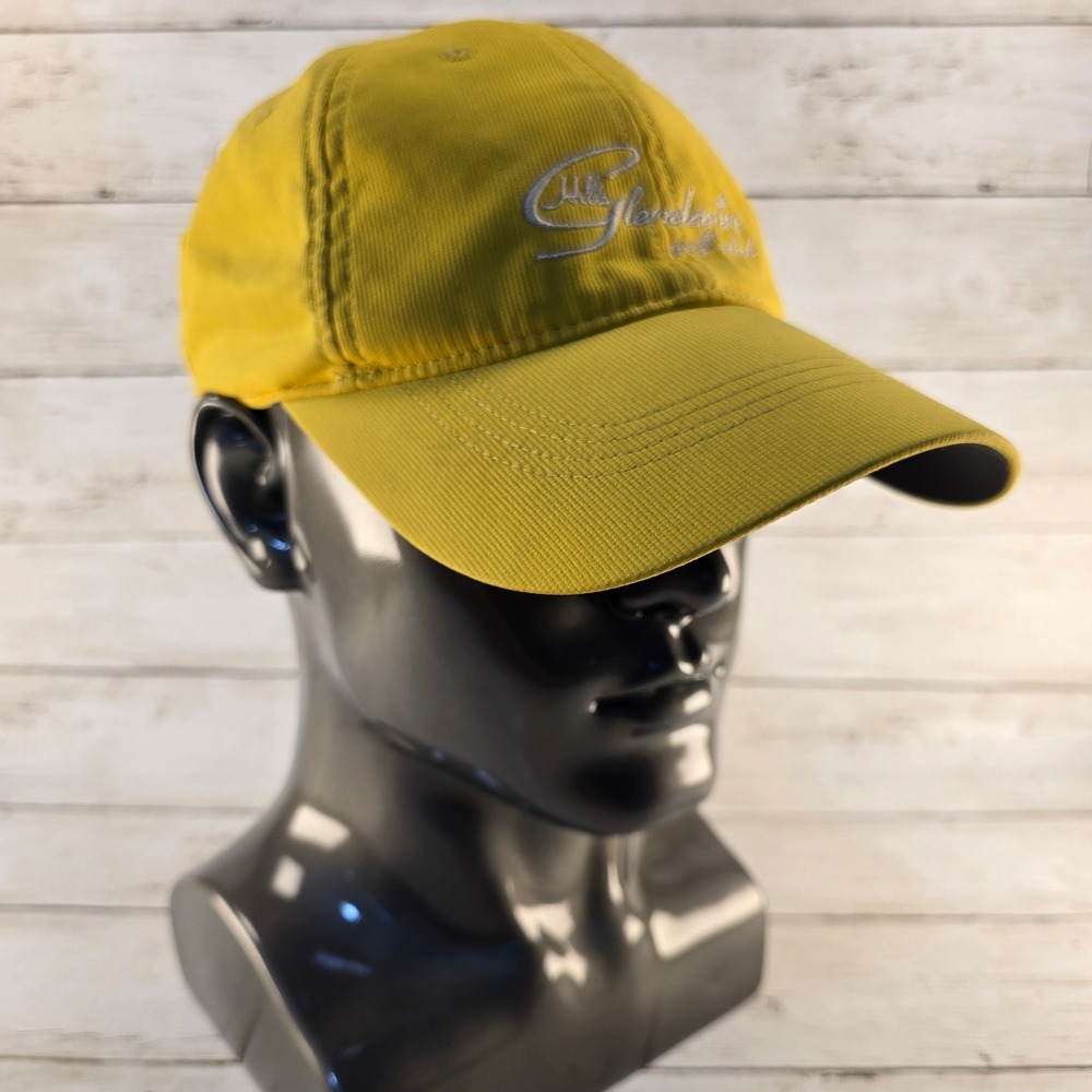 Nike Golf Glendarin Hills Golf Club Hat Yellow Adjustable Swoosh Logo Cap Mens